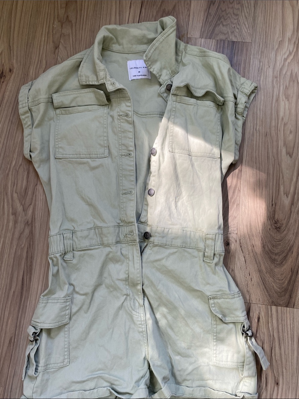Celebrity Pink Light Olive Utility Romper